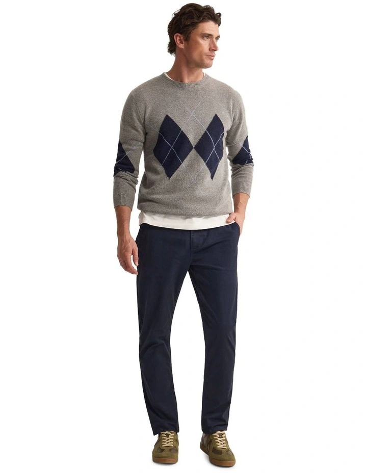 Anton Wool Argyle Crew Neck in Grey image 5