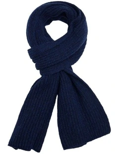 Phineas Rib Knit Scarf in Navy