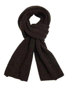 Phineas Rib Knit Scarf in Chocolate