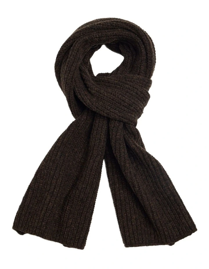 Phineas Rib Knit Scarf in Chocolate image 1