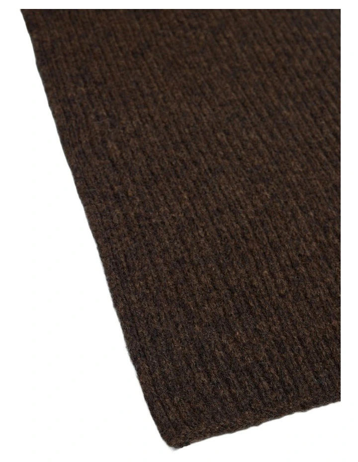 Phineas Rib Knit Scarf in Chocolate image 2