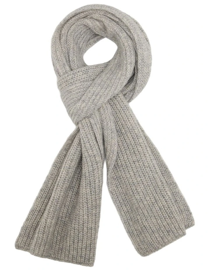 Phineas Rib Knit Scarf in Grey Marle image 1