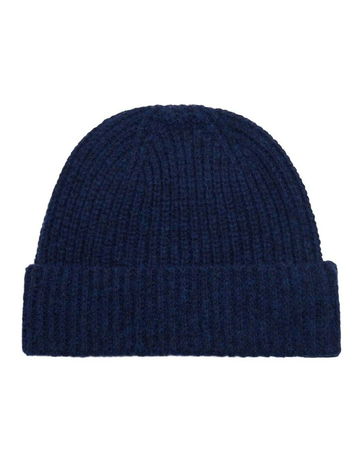 Myles Rib Knit Beanie in Navy image 1