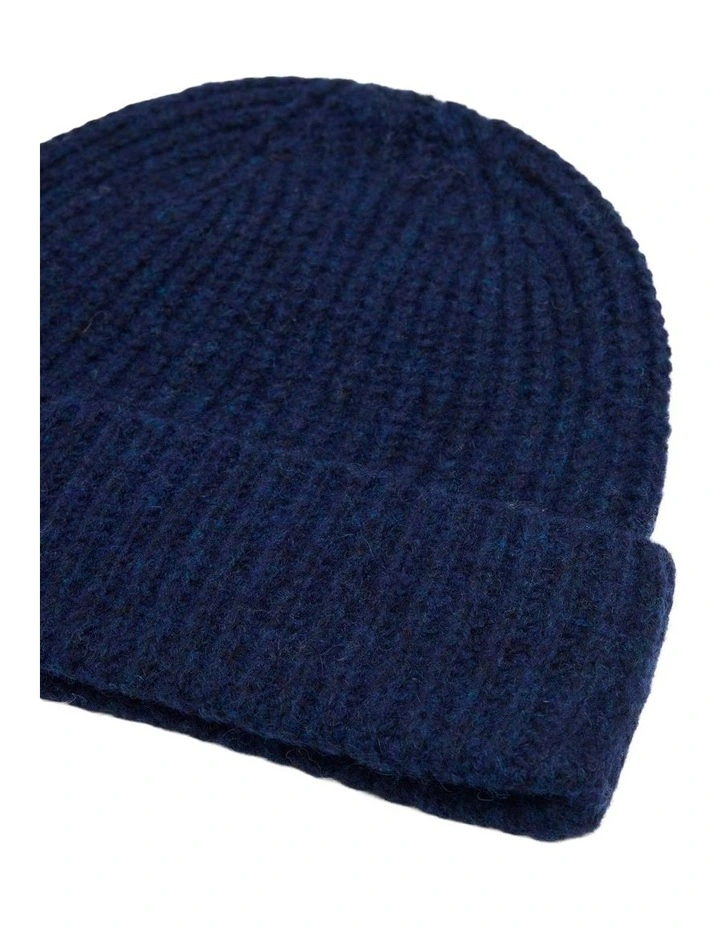 Myles Rib Knit Beanie in Navy image 2