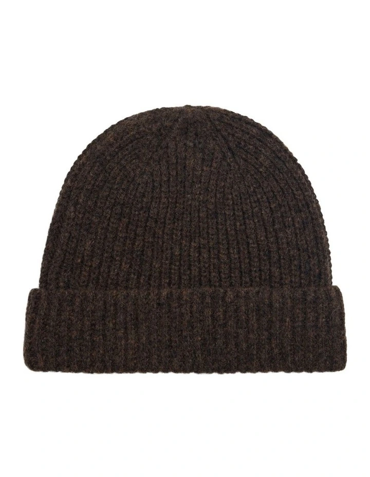 Myles Rib Knit Beanie in Chocolate image 1