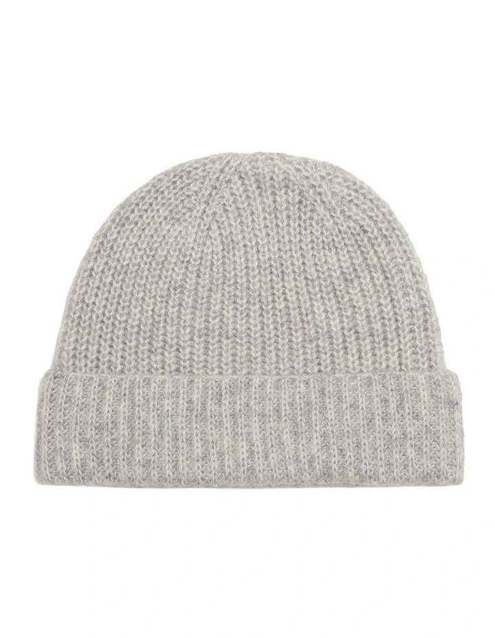 Myles Rib Knit Beanie in Grey Marle image 1