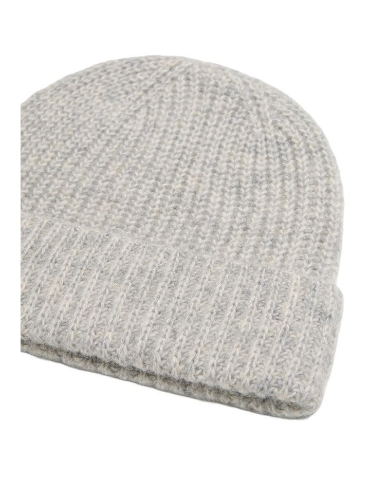 Myles Rib Knit Beanie in Grey Marle image 2