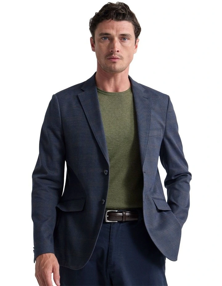 Milton Stretch Cotton Blazer in Navy image 1