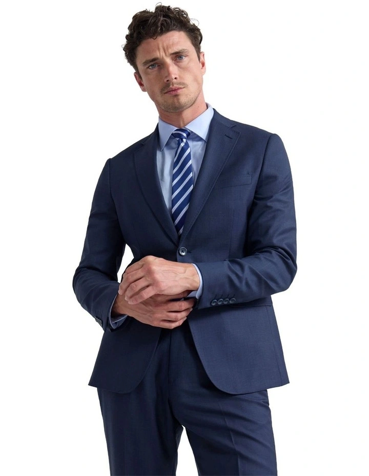 Byron Check Wool Suit Jacket in Blue image 4