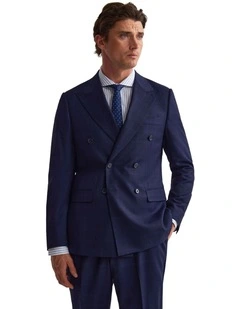 Hardy Double Breast Check Jacket in Navy