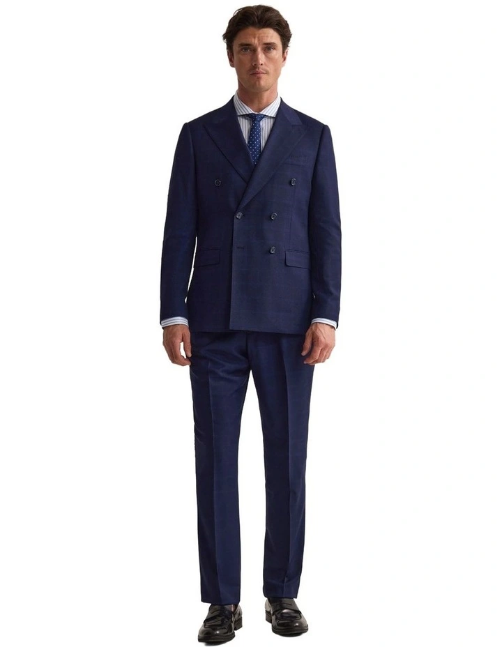 Hardy Double Breast Check Jacket in Navy image 5