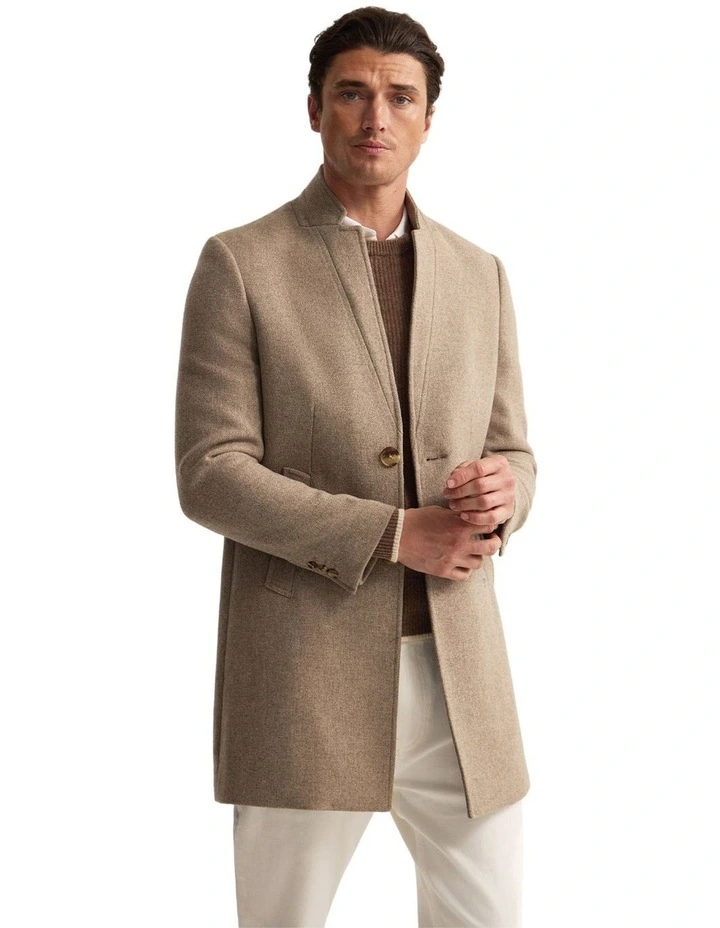 Austin Wool Rich Coat in Sand image 1