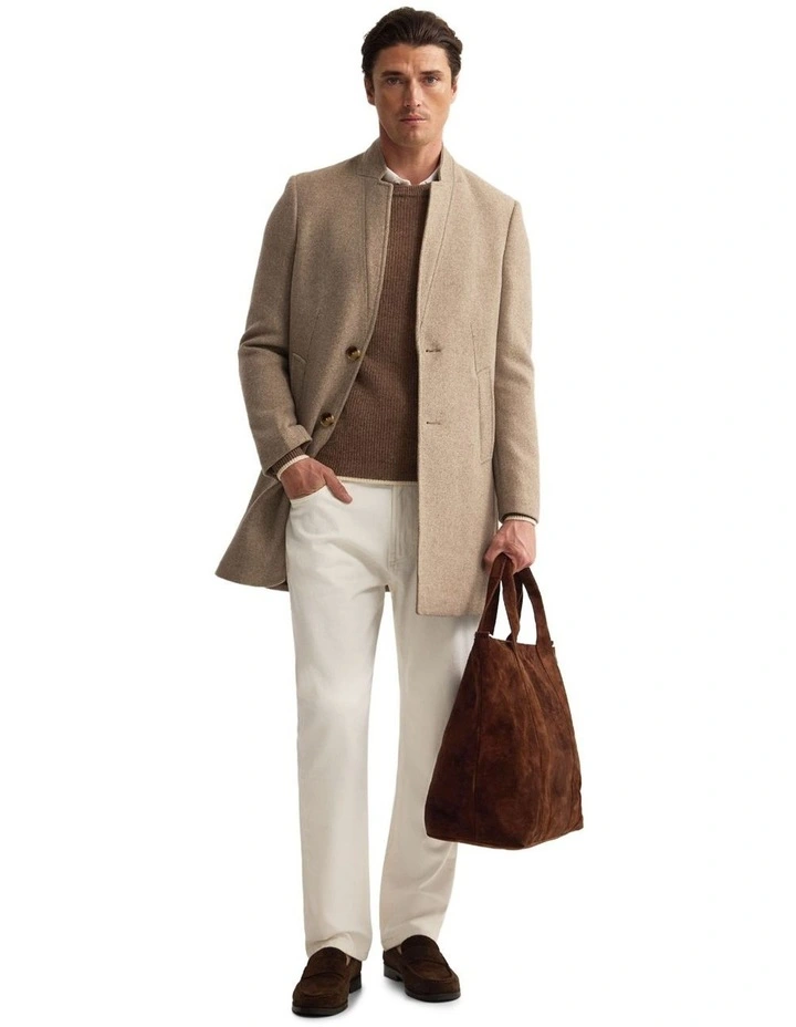 Austin Wool Rich Coat in Sand image 5