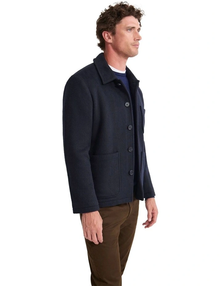 Joey Wool Blend Jacket in Navy image 4