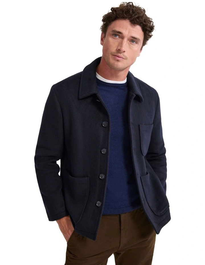 Joey Wool Blend Jacket in Navy image 5