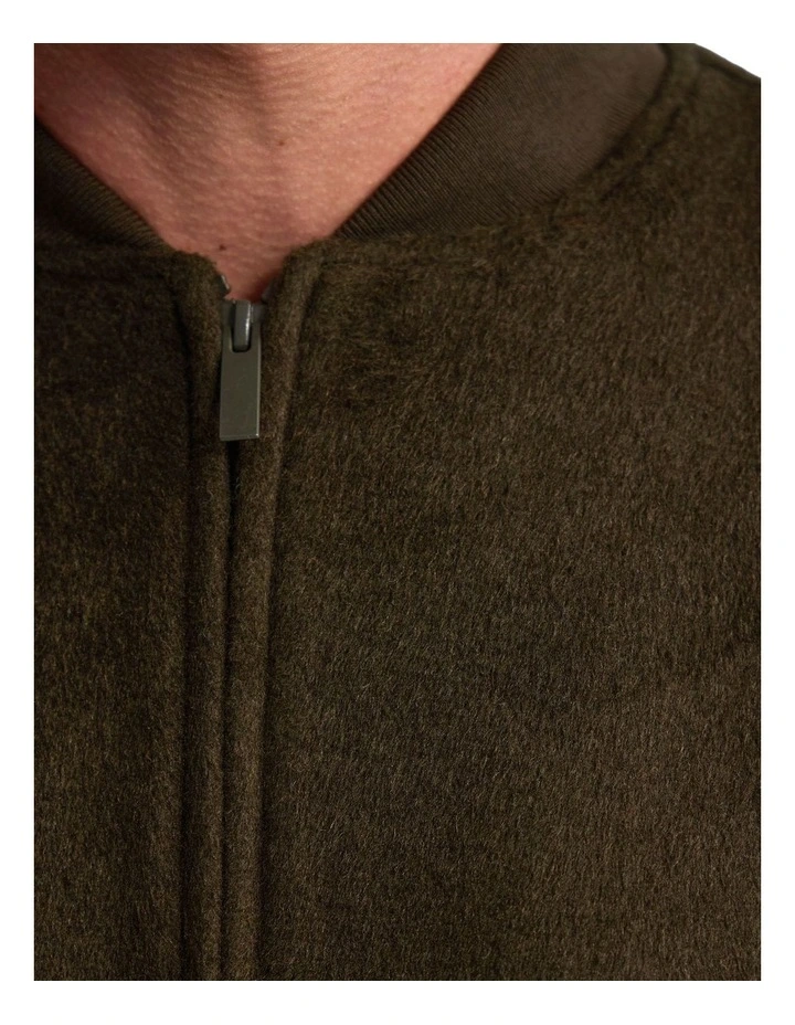Hamish Wool Blend Bomber Jacket in Dark Olive image 6
