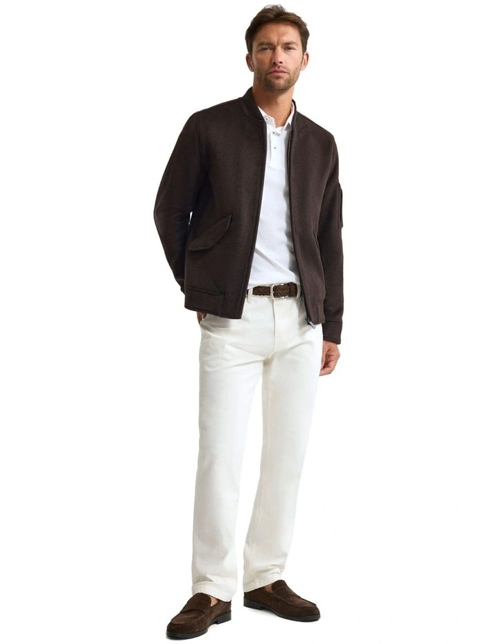 Hamish Wool Blend Bomber Jacket in Chocolate image 5