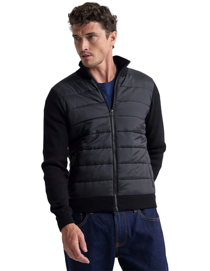 Lorenzo Knit Sleeve Puffer Jacket in Black image 1