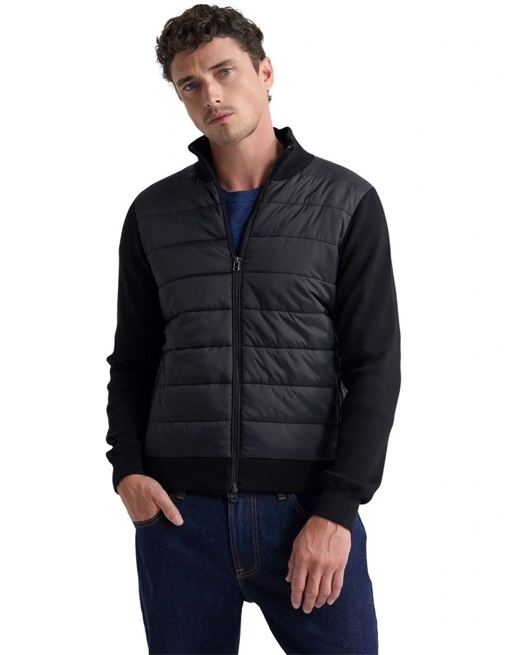 Lorenzo Knit Sleeve Puffer Jacket in Black image 2