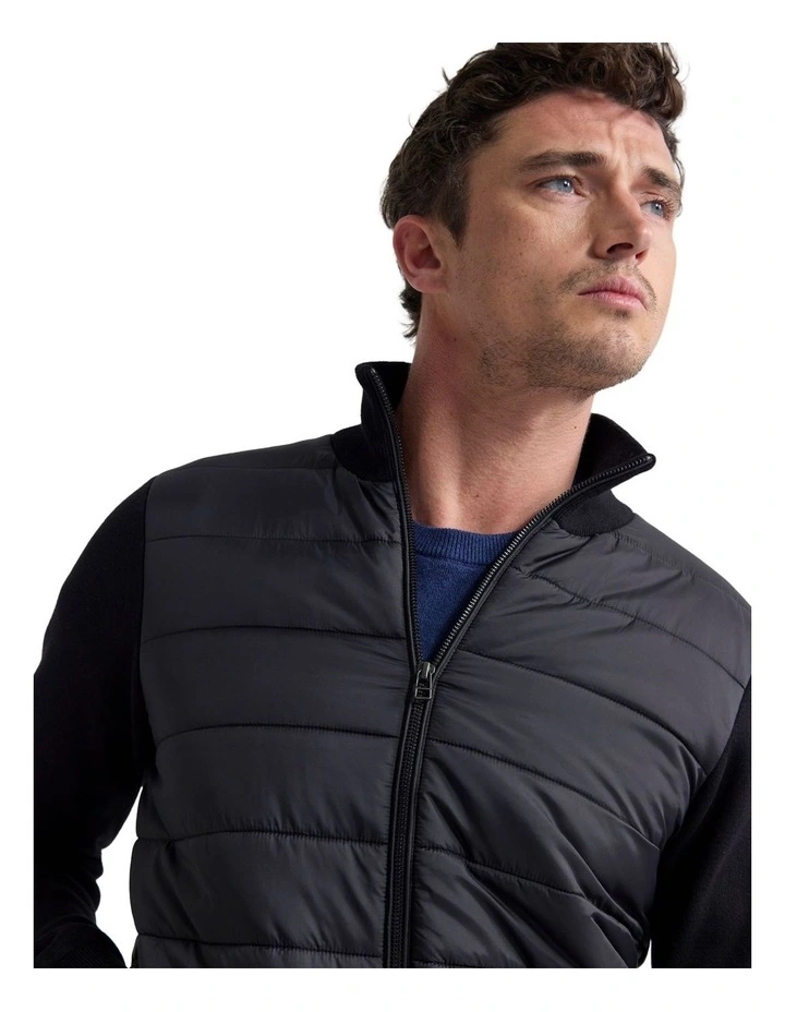 Lorenzo Knit Sleeve Puffer Jacket in Black image 5