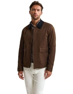 Jamie Cotton Cavalry Twill Jacket in Brown