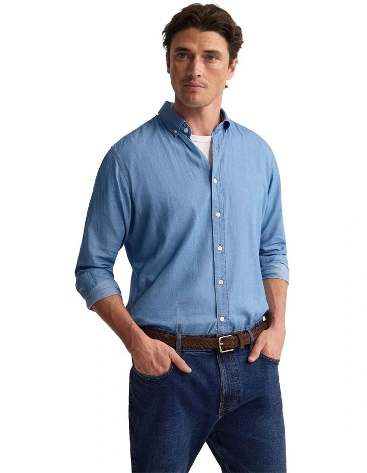Rover Washed Denim Shirt in Blue image 1