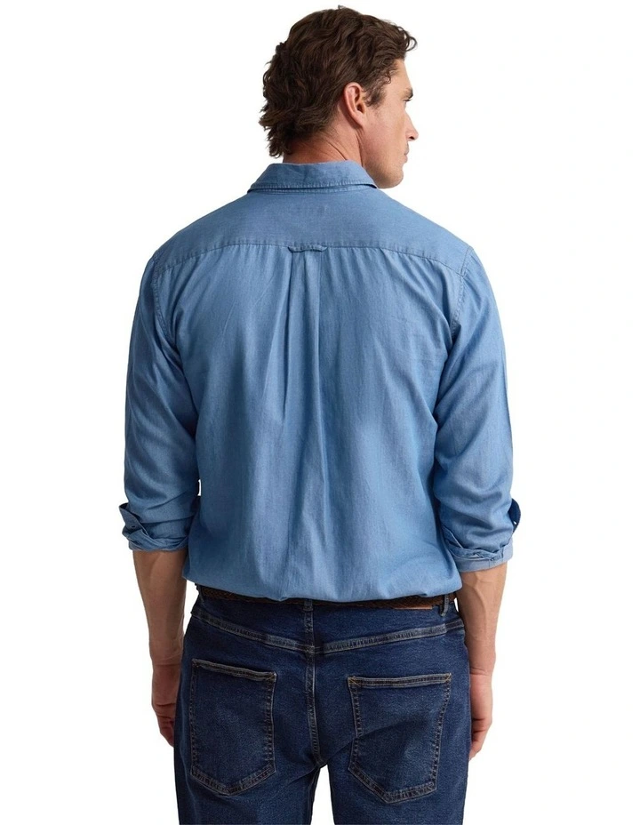 Rover Washed Denim Shirt in Blue image 2