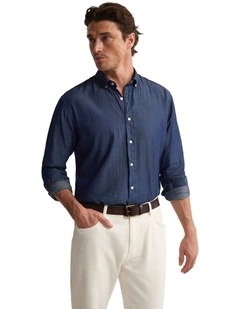 Rover Washed Denim Shirt in Indigo