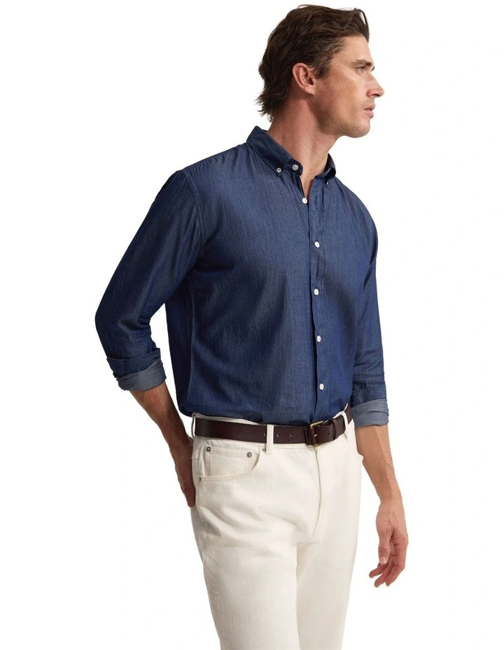 Rover Washed Denim Shirt in Indigo image 3