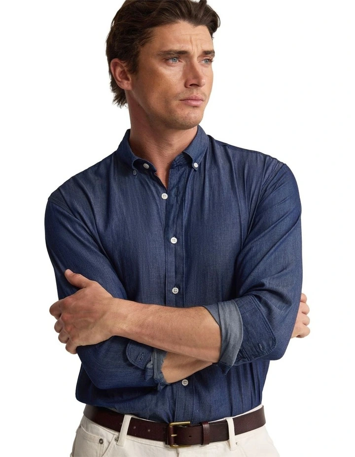 Rover Washed Denim Shirt in Indigo image 4