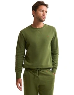 Leo Organic Cotton Sweatshirt in Dark Olive