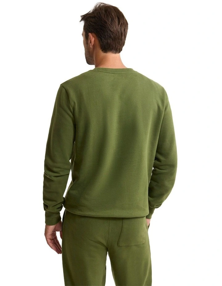 Leo Organic Cotton Sweatshirt in Dark Olive image 2