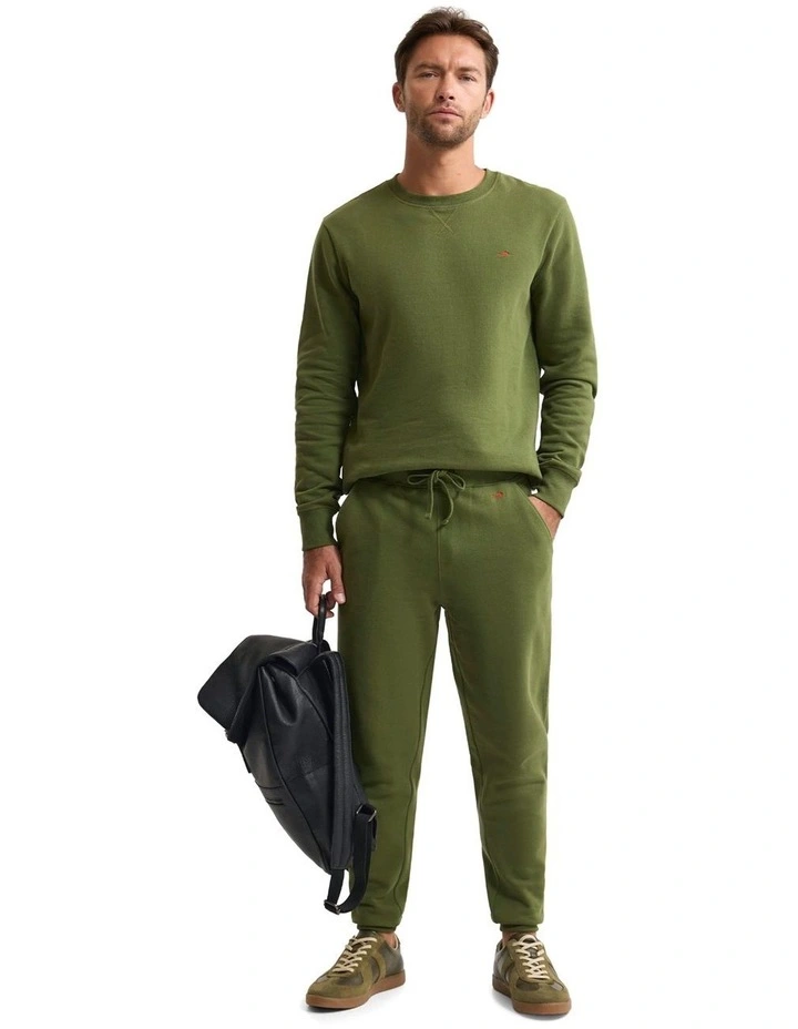 Leo Organic Cotton Sweatshirt in Dark Olive image 5