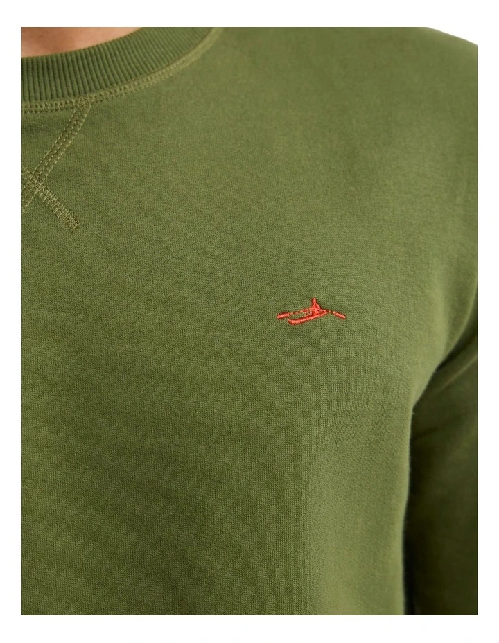 Leo Organic Cotton Sweatshirt in Dark Olive image 6