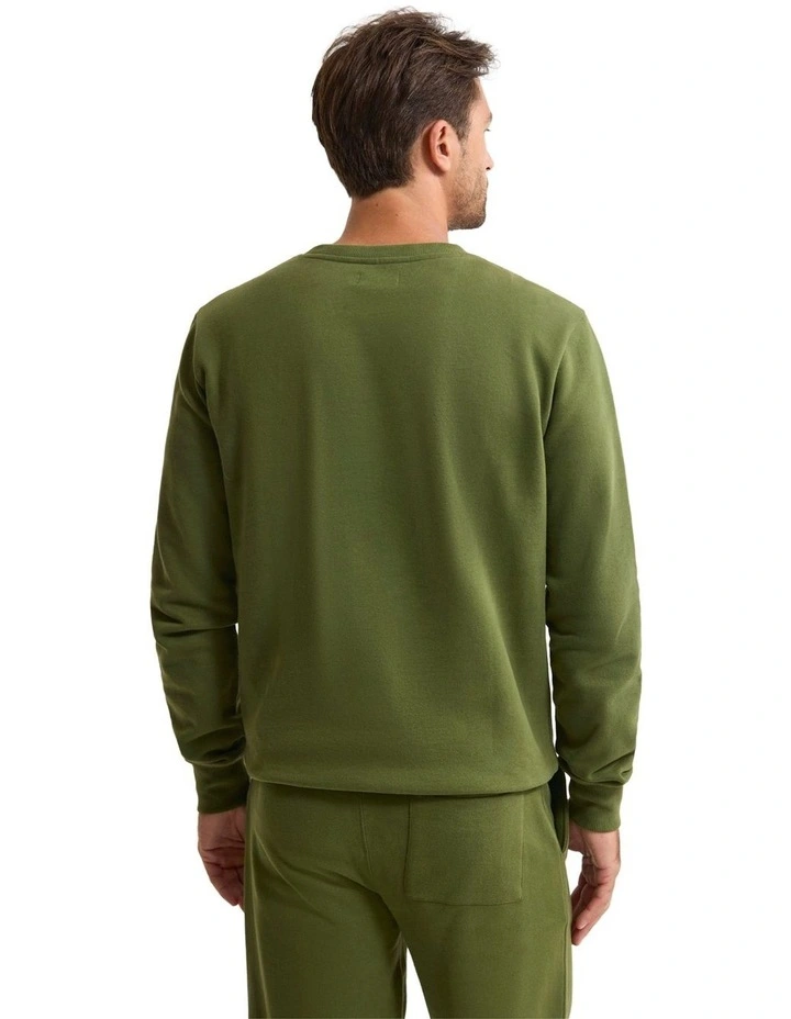 Leo Organic Cotton Sweatshirt in Dark Olive image 7