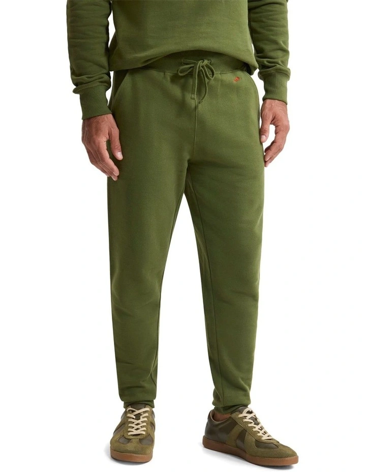Benson Organic Cotton Track Pants in Dark Olive image 1
