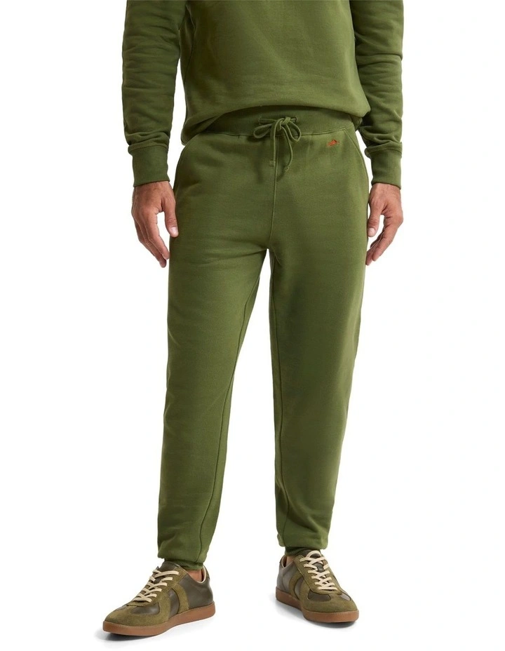 Benson Organic Cotton Track Pants in Dark Olive image 3