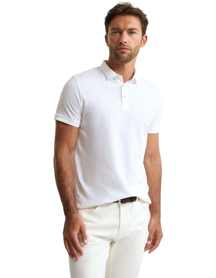 Austin Organic Cotton Polo in Optical White image 1
