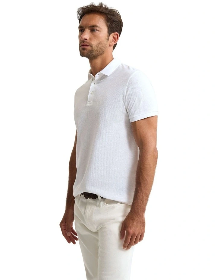 Austin Organic Cotton Polo in Optical White image 3