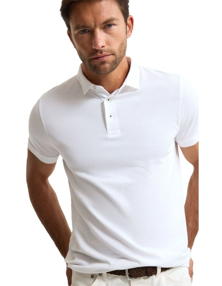 Austin Organic Cotton Polo in Optical White image 4