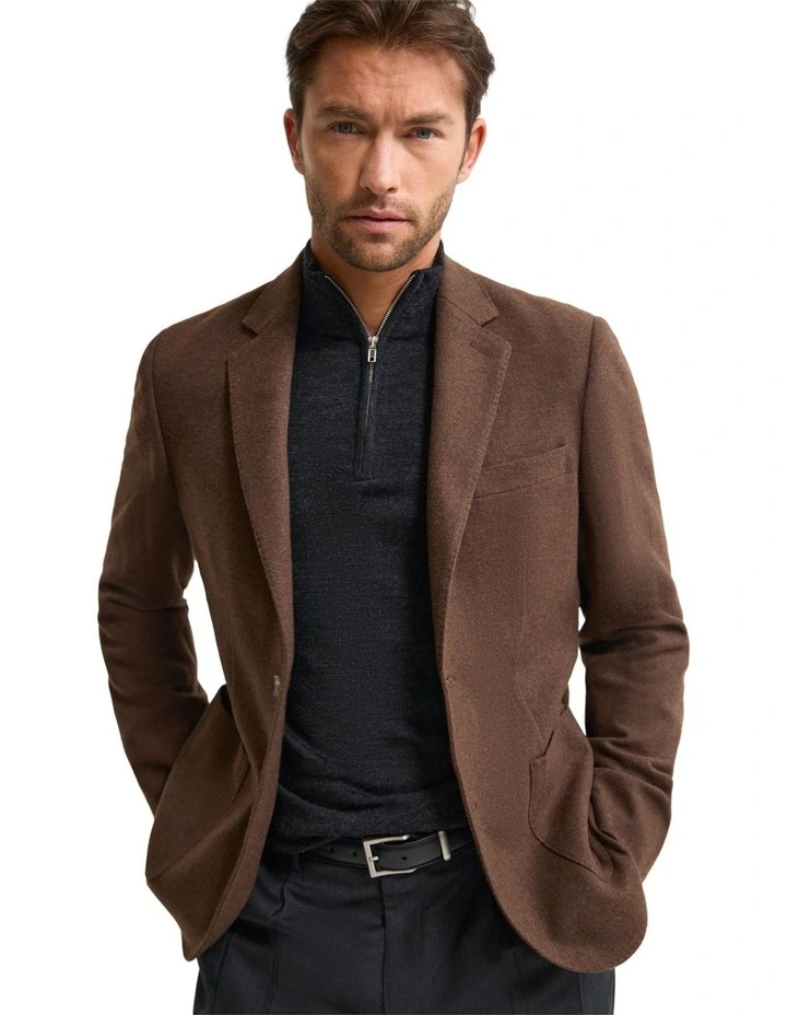 Milton Wool Blend Blazer in Bark image 4