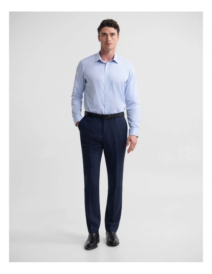 Beckton Stripe Slim Fit Luxury Shirt in Sky image 3