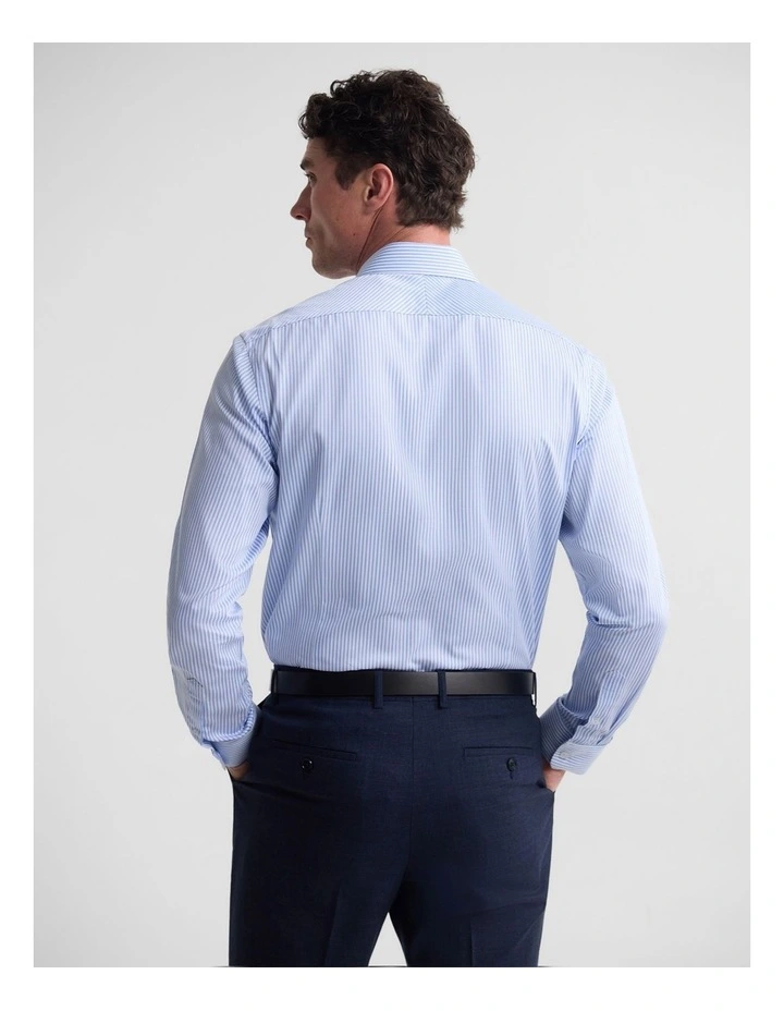 Beckton Stripe Slim Fit Luxury Shirt in Sky image 4