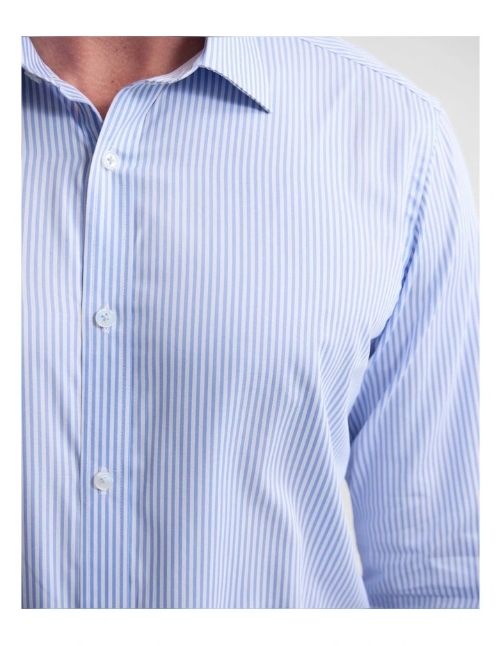 Beckton Stripe Slim Fit Luxury Shirt in Sky image 6