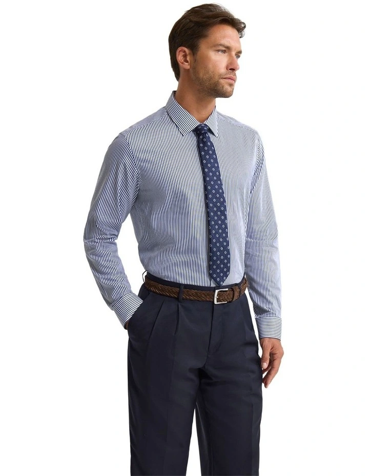 Beckton Stripe Slim Fit Luxury Shirt in Navy image 3