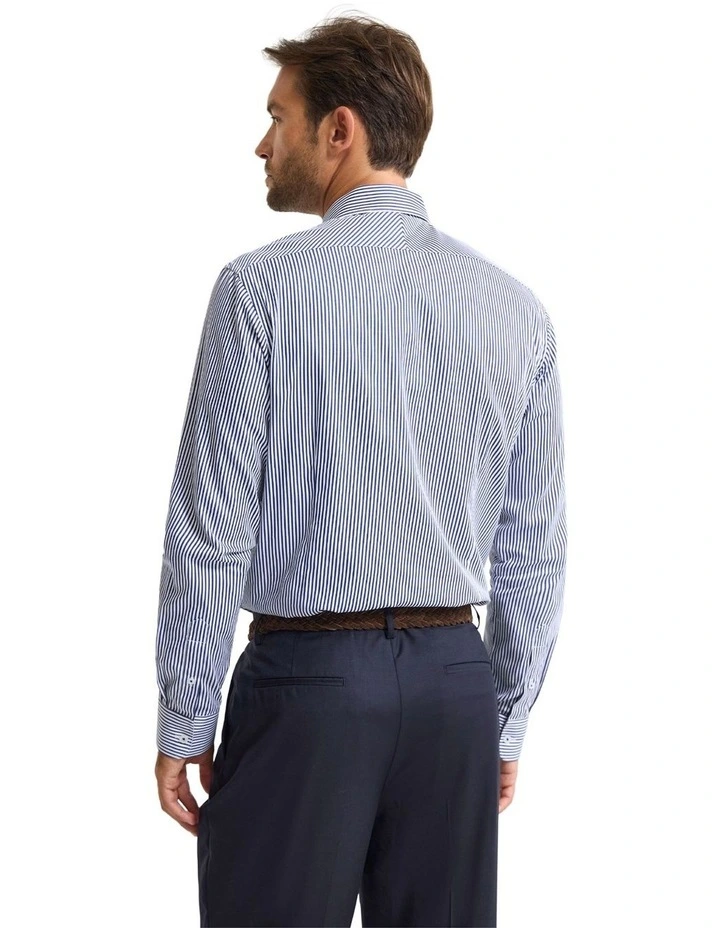 Beckton Stripe Slim Fit Luxury Shirt in Navy image 4