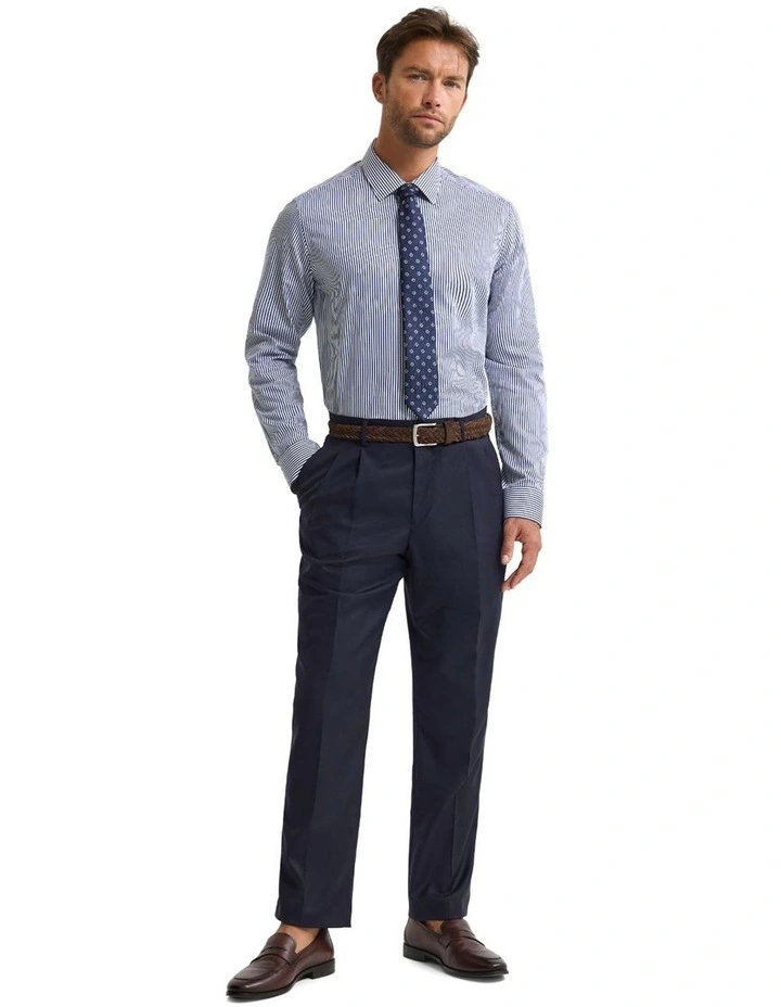 Beckton Stripe Slim Fit Luxury Shirt in Navy image 5