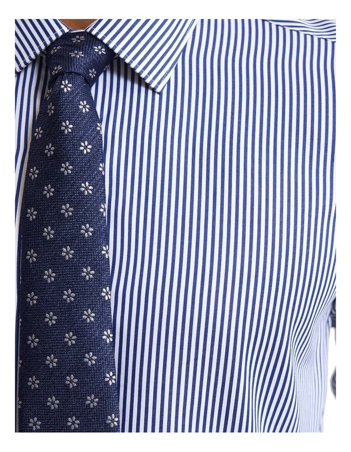 Beckton Stripe Slim Fit Luxury Shirt in Navy image 6