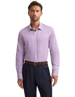 Beckton Stripe Slim Fit Luxury Shirt in Purple