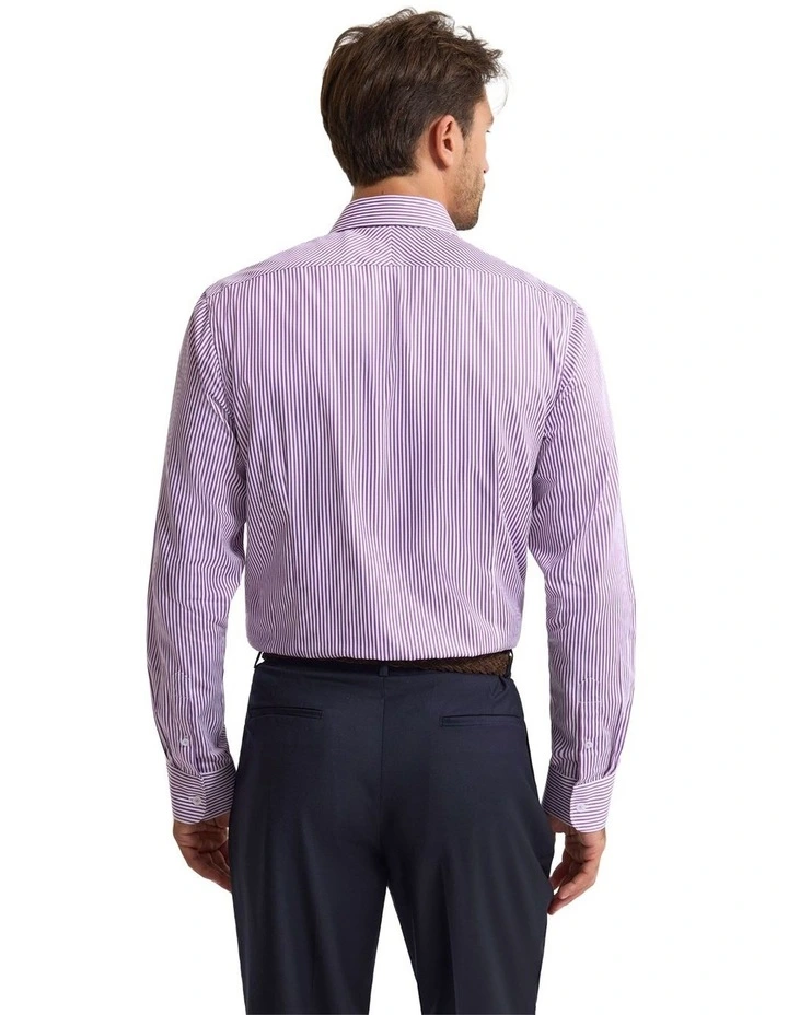 Beckton Stripe Slim Fit Luxury Shirt in Purple image 4